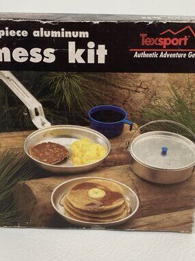Mess Kit TexSport Authentic Adventure Gear 5 Piece Aluminum Set Pan Plate Cup